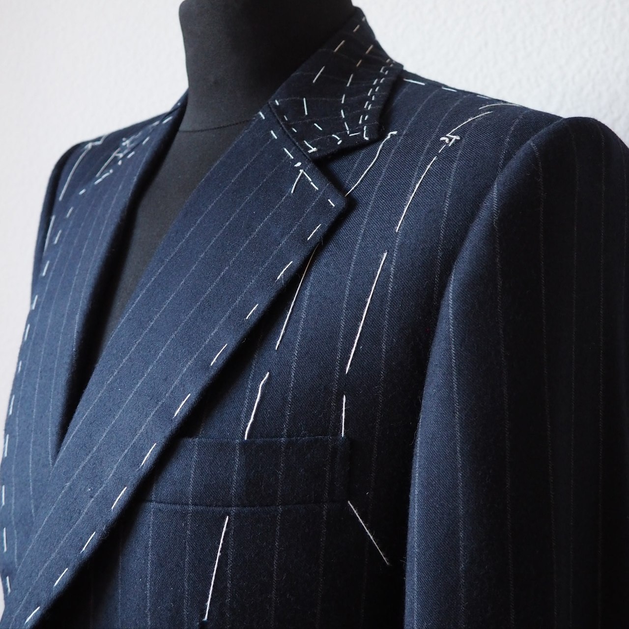 Bespoke chalkstripe suit.